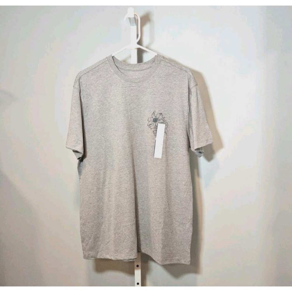 NWT Goodfellow & Co Women's Size L Heathered Gray T-shirt Floral Motif